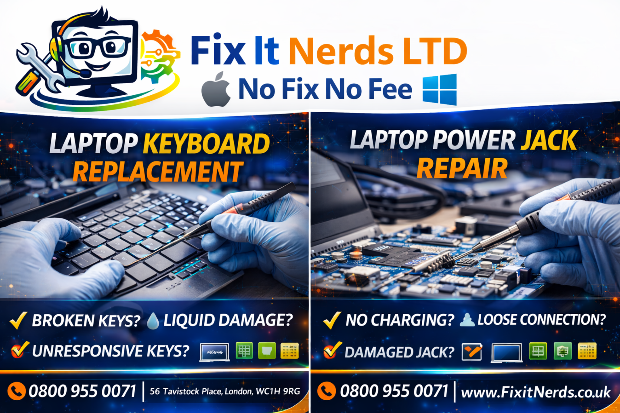 Keyboard replacement and power jack repair